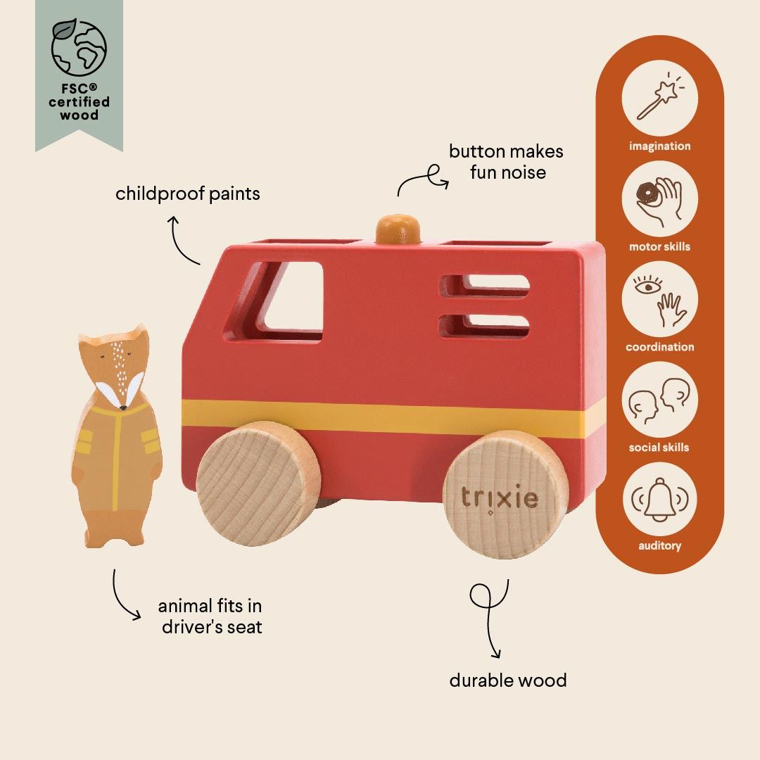 Wooden small fire truck 